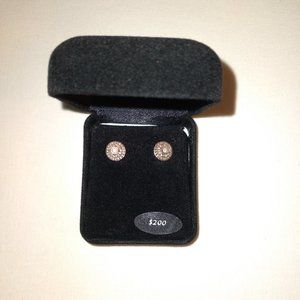 Lovely Diamond Sterling Silver Stud Earrings